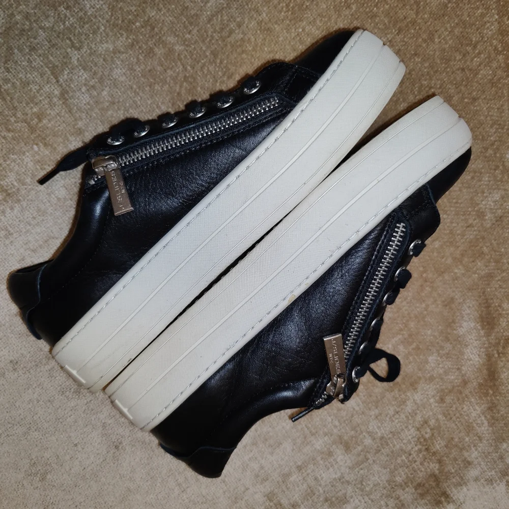j/slides Harling Black Leather Hilton platform women's sneakers, Size 8 - Picture 4 of 16